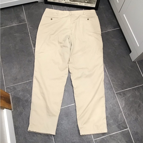 Vintage LL Bean Mens Flannel Lined Pants Size 42x34 Pleated Khakis Straight Leg - Picture 7 of 16